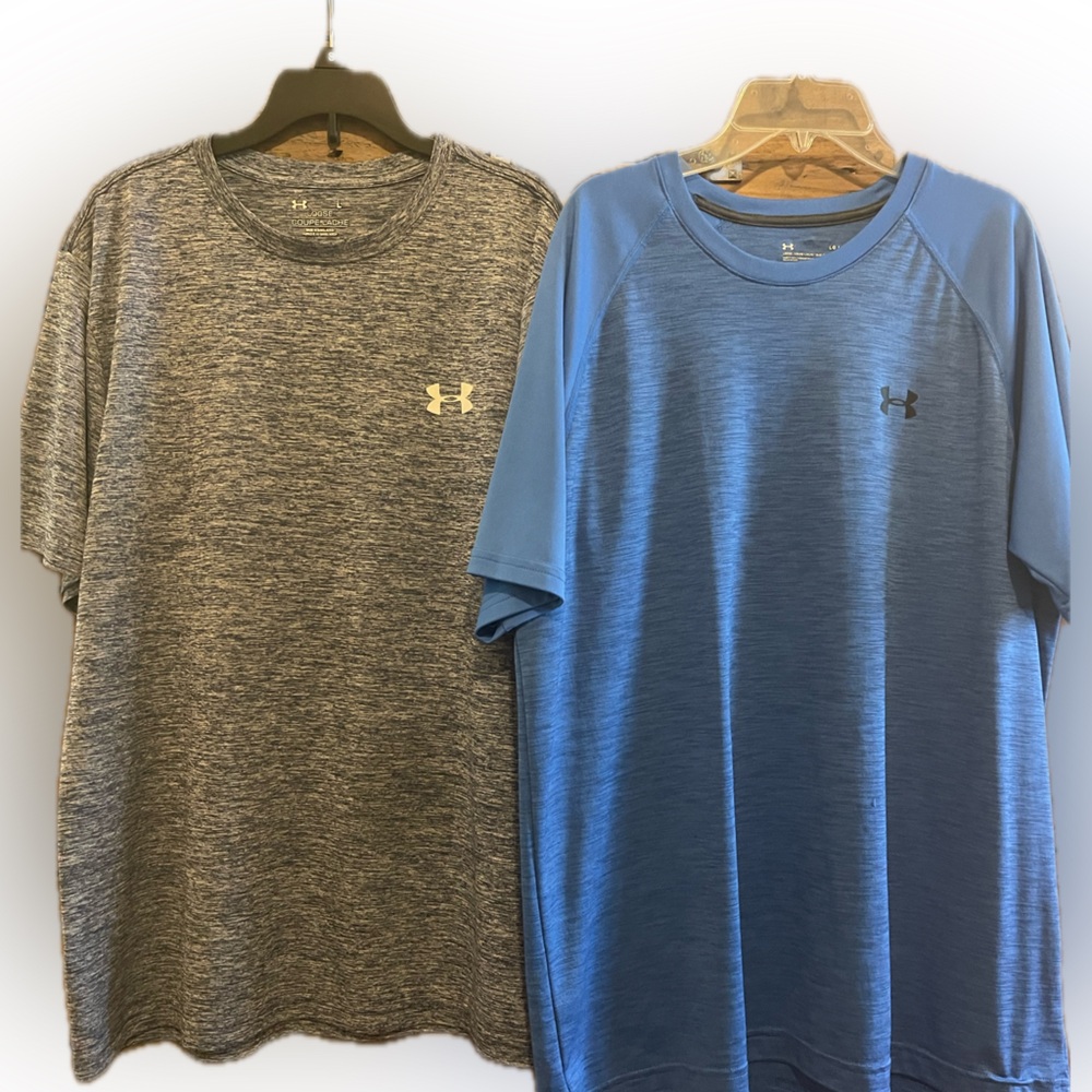2 Men’s Under Armour UA Tech HeatGear Short Sleeve tees t shirts Large Loose